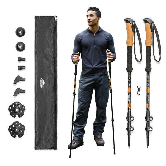 Image Showing Lightweight Aircraft-Grade Aluminum Trekking Poles with Extended Down Grip Plus Tip Kit - Product Type Trekking Poles - Buy Now $34.43 - Adventure Gear from Global Trekker