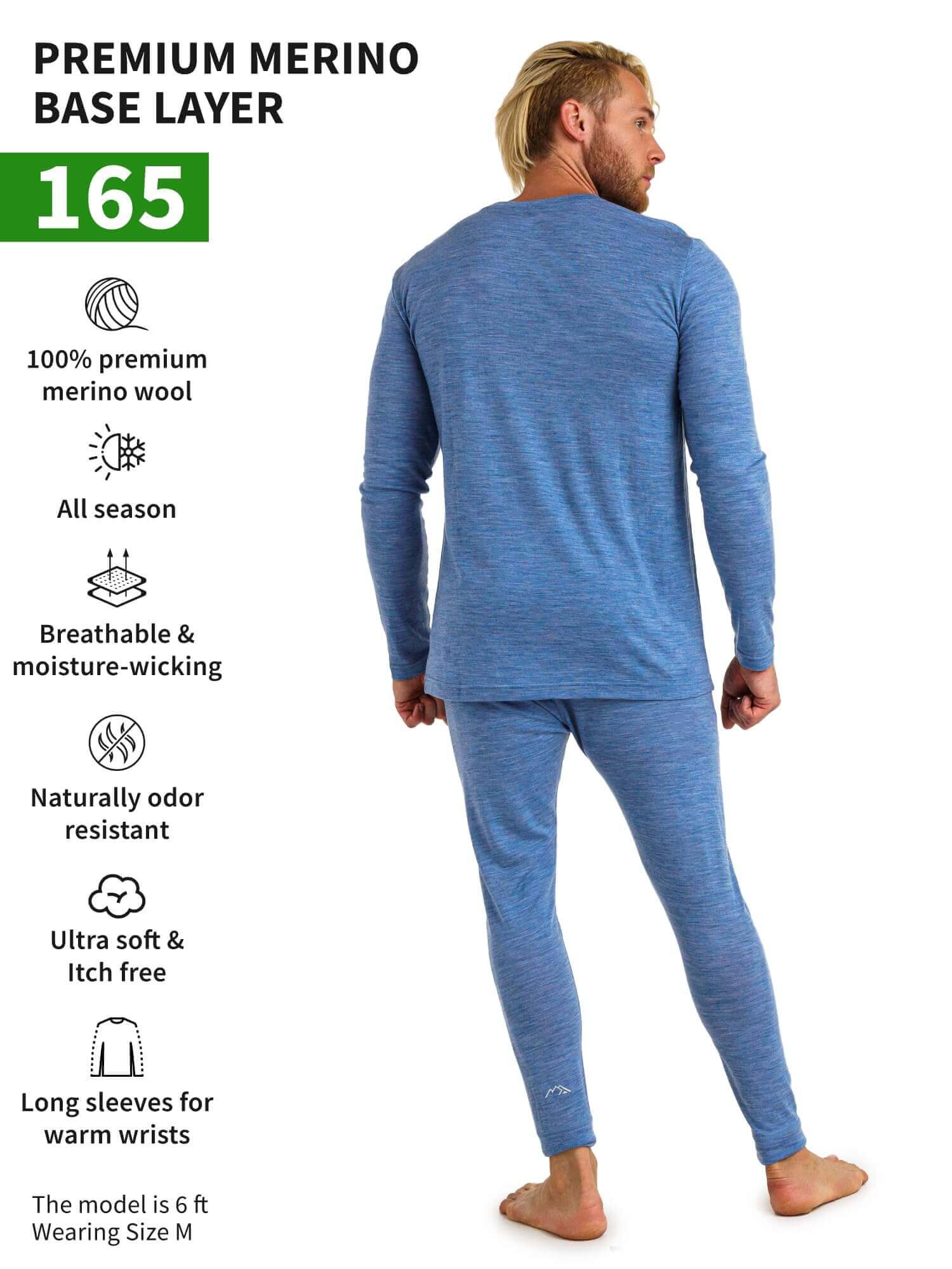 Image Showing Merino.tech Merino Wool Base Layer Mens Set - Thermal Underwear - Product Type Men's Base Layer Set - Buy Now $123.24 - Adventure Gear from Global Trekker