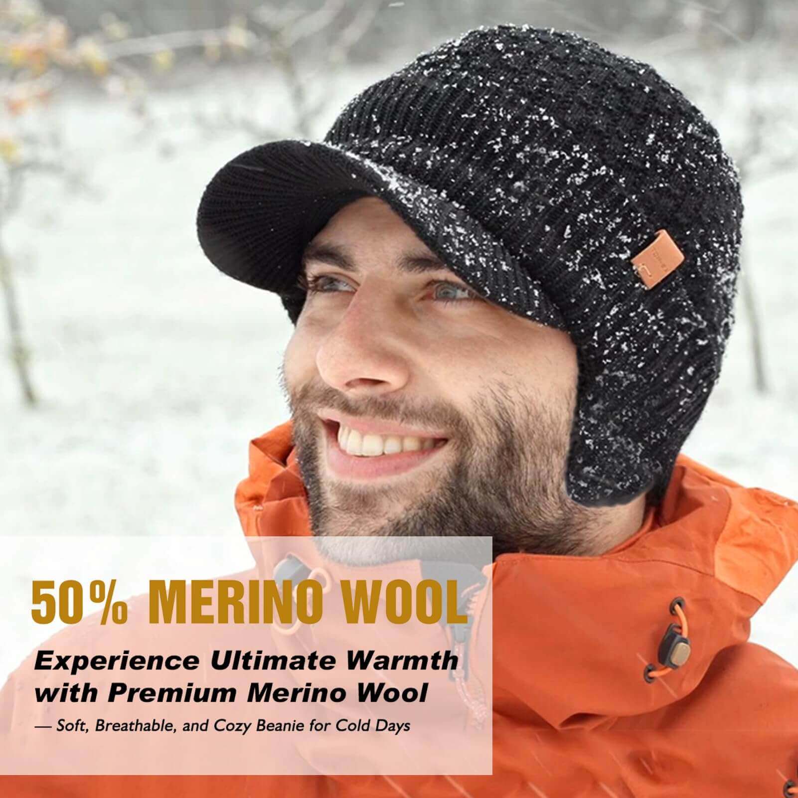 Image Showing TOP-EX Merino Wool Waterproof All Weather Brim Beanie - Product Type Beanie - Buy Now $48.71 - Adventure Gear from Global Trekker