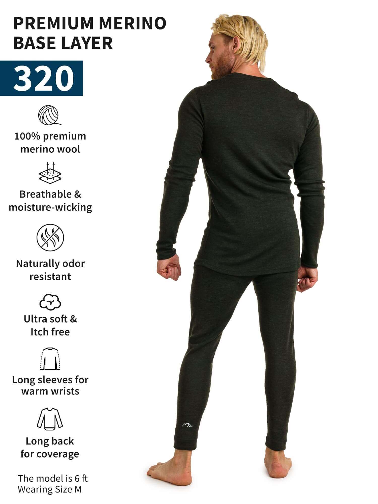 Image Showing Merino.tech Merino Wool Base Layer Mens Set - Thermal Underwear - Product Type Men's Base Layer Set - Buy Now $123.24 - Adventure Gear from Global Trekker