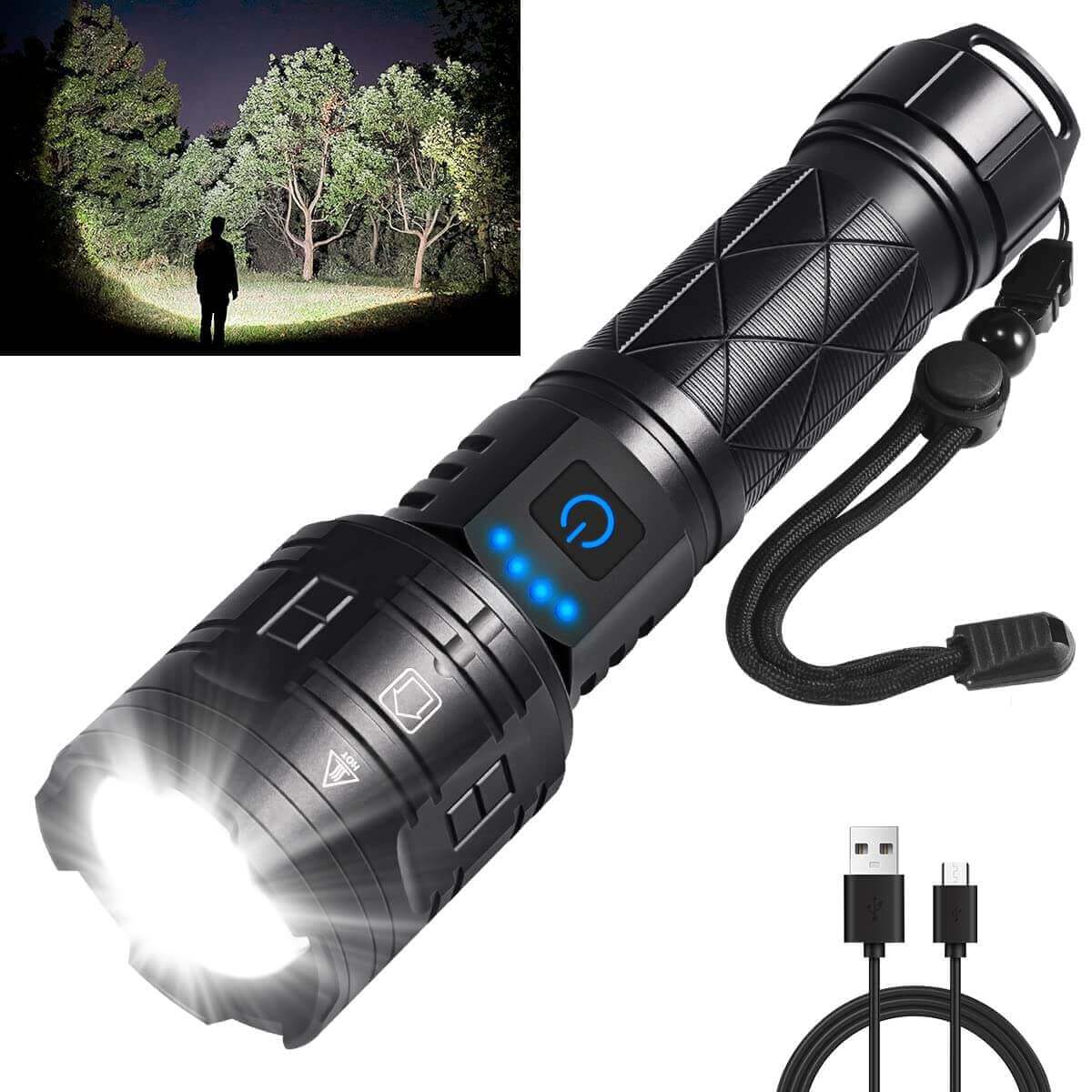 Image Showing Rechargeable Flashlights High Lumens, 990000LM Powerful Tactical Flashlights - Product Type Flashlight - Buy Now $47.84 - Adventure Gear from Global Trekker