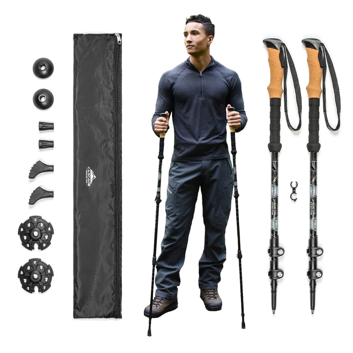 Image Showing Lightweight Aircraft-Grade Aluminum Trekking Poles with Extended Down Grip Plus Tip Kit - Product Type Trekking Poles - Buy Now $34.43 - Adventure Gear from Global Trekker