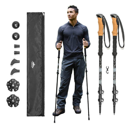 Image Showing Lightweight Aircraft-Grade Aluminum Trekking Poles with Extended Down Grip Plus Tip Kit - Product Type Trekking Poles - Buy Now $34.43 - Adventure Gear from Global Trekker