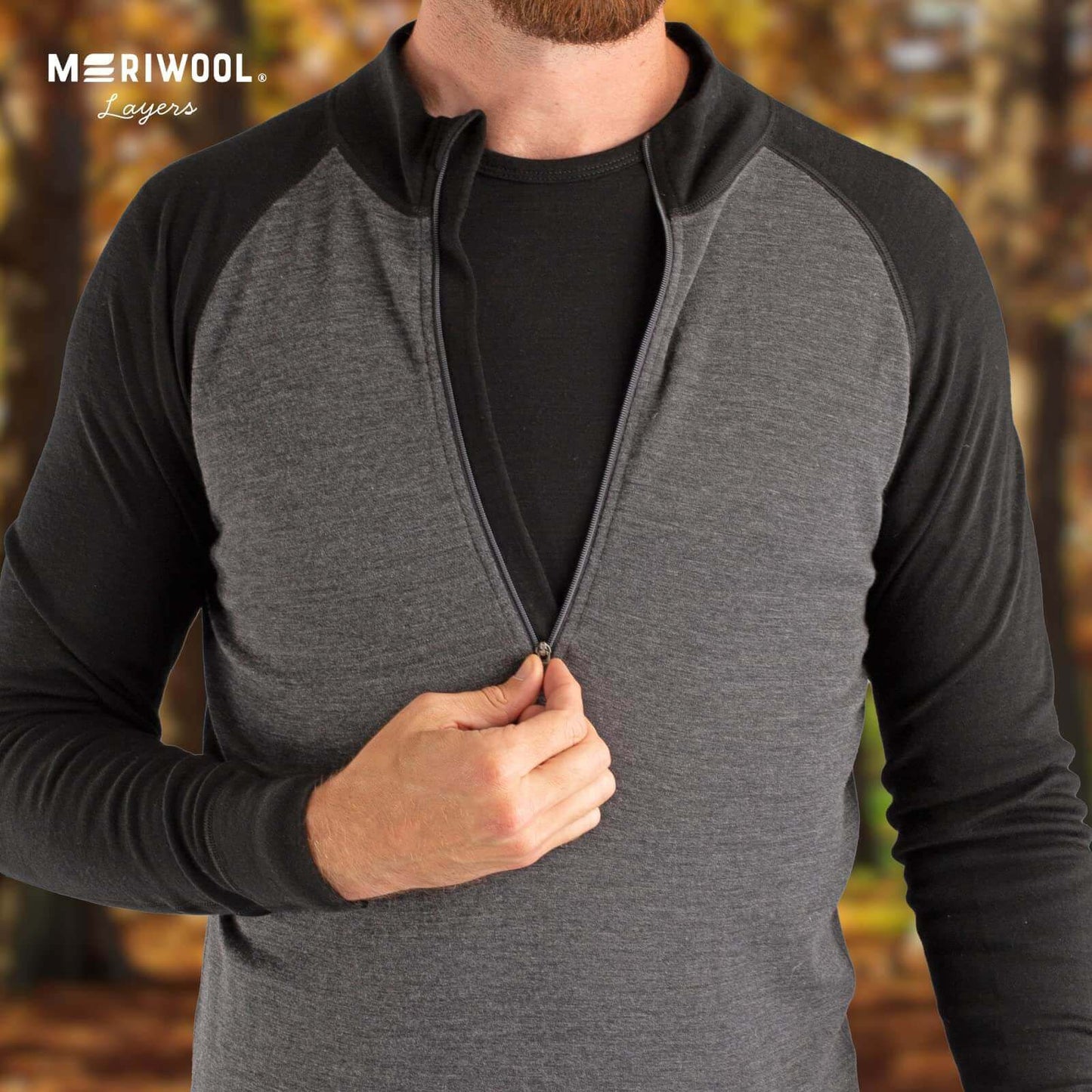 Image Showing MERIWOOL Mens Base Layer 100% Merino Wool Midweight 250g Half Zip Sweater for Men - Product Type Men's Base Layer Sweater - Buy Now $131.95 - Adventure Gear from Global Trekker