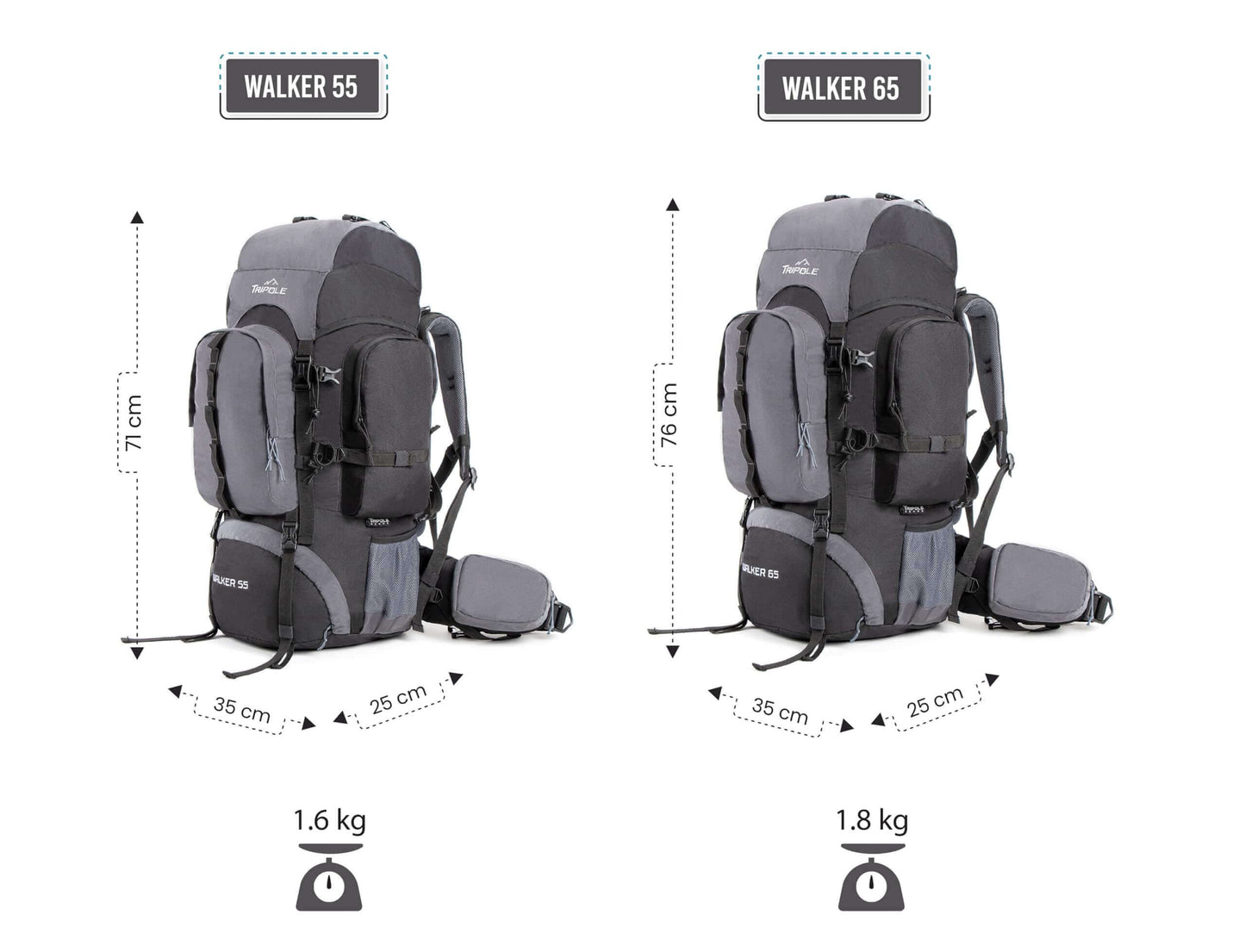 Image Showing Tripole Walker 65 Litres Rucksack Internal Frame - Product Type backpack - Buy Now $94.25 - Adventure Gear from Global Trekker