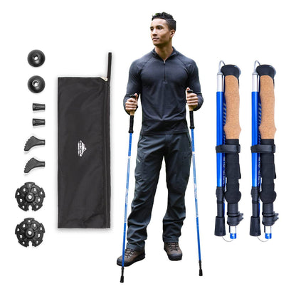 Image Showing Lightweight Aircraft-Grade Aluminum Trekking Poles with Extended Down Grip Plus Tip Kit - Product Type Trekking Poles - Buy Now $39.44 - Adventure Gear from Global Trekker