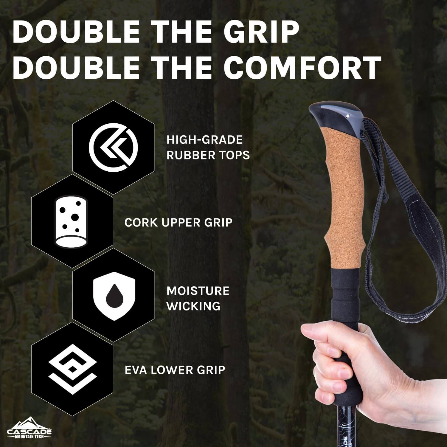 Image Showing Lightweight Aircraft-Grade Aluminum Trekking Poles with Extended Down Grip Plus Tip Kit - Product Type Trekking Poles - Buy Now $34.43 - Adventure Gear from Global Trekker