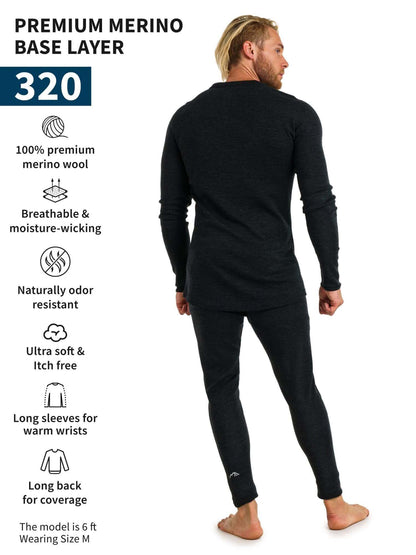 Image Showing Merino.tech Merino Wool Base Layer Mens Set - Thermal Underwear - Product Type Men's Base Layer Set - Buy Now $123.24 - Adventure Gear from Global Trekker