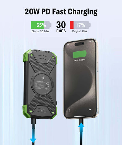 Image Showing BLAVOR Solar Charger Power Bank 10,000mAh, Portable Wireless Charger - Product Type Wireless Charger - Buy Now $43.49 - Adventure Gear from Global Trekker