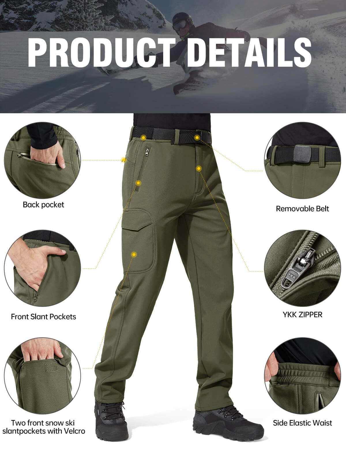 Image Showing FREE SOLDIER Men's Outdoor Softshell Fleece Lined Cargo Pants - Product Type Pants - Buy Now $65.24 - Adventure Gear from Global Trekker