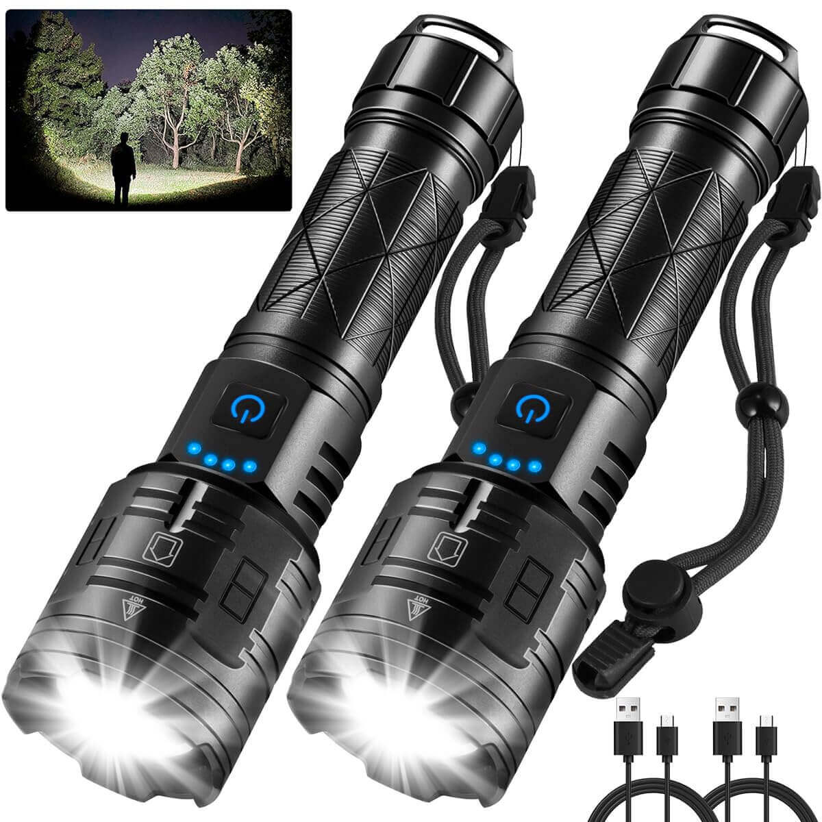 Image Showing Rechargeable Flashlights High Lumens, 990000LM Powerful Tactical Flashlights - Product Type Flashlight - Buy Now $109.58 - Adventure Gear from Global Trekker