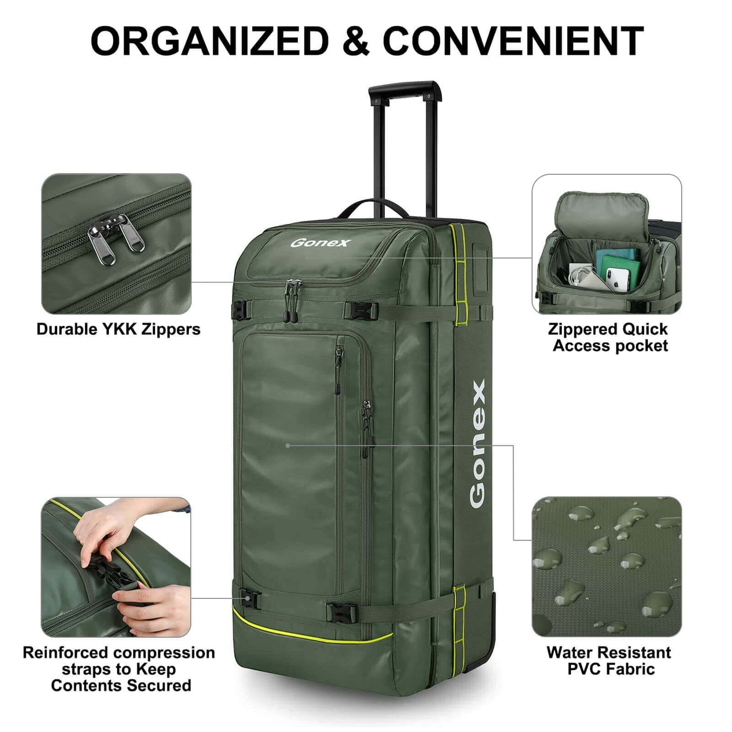 Image Showing Gonex Rolling Duffle Bag with Wheels, 100L Water Repellent - Product Type Duffel Bag - Buy Now $192.24 - Adventure Gear from Global Trekker