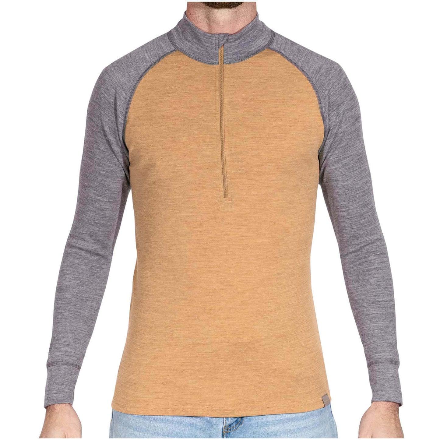 Image Showing MERIWOOL Mens Base Layer 100% Merino Wool Midweight 250g Half Zip Sweater for Men - Product Type Men's Base Layer Sweater - Buy Now $131.95 - Adventure Gear from Global Trekker