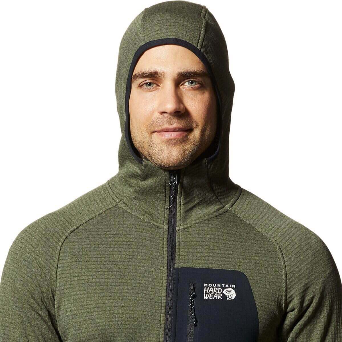 Image Showing Mountain Hardwear Men's Polartec Power Grid Full Zip Hoody - Product Type Men's Mid Layer - Buy Now $232.00 - Adventure Gear from Global Trekker