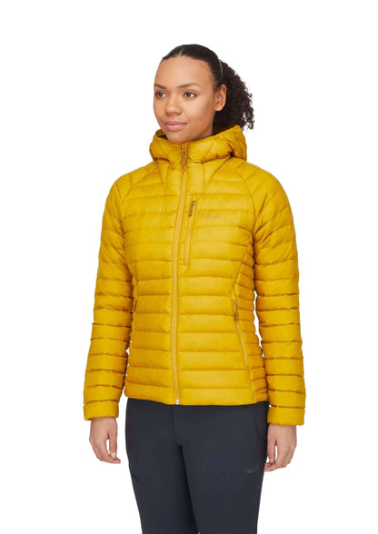 Image Showing Rab Women's Microlight Alpine 700-Fill Down Hooded Puffer Jacket for Hiking & Skiing - Product Type Puffer Jacket - Buy Now $427.75 - Adventure Gear from Global Trekker