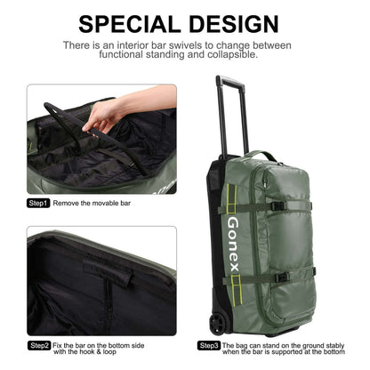 Image Showing Gonex Rolling Duffle Bag with Wheels, 100L Water Repellent - Product Type Duffel Bag - Buy Now $192.24 - Adventure Gear from Global Trekker