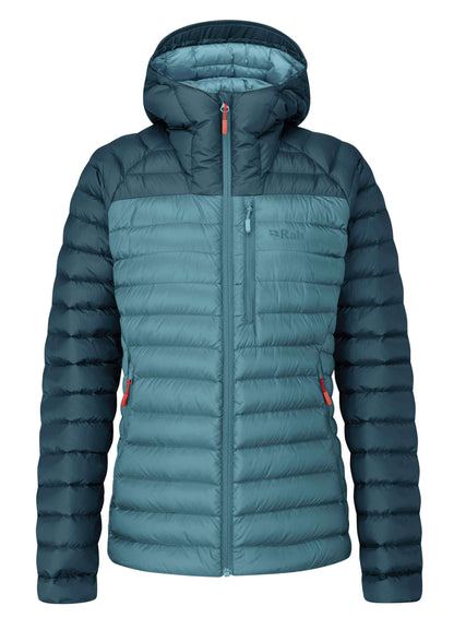 Image Showing Rab Women's Microlight Alpine 700-Fill Down Hooded Puffer Jacket for Hiking & Skiing - Product Type Puffer Jacket - Buy Now $421.34 - Adventure Gear from Global Trekker