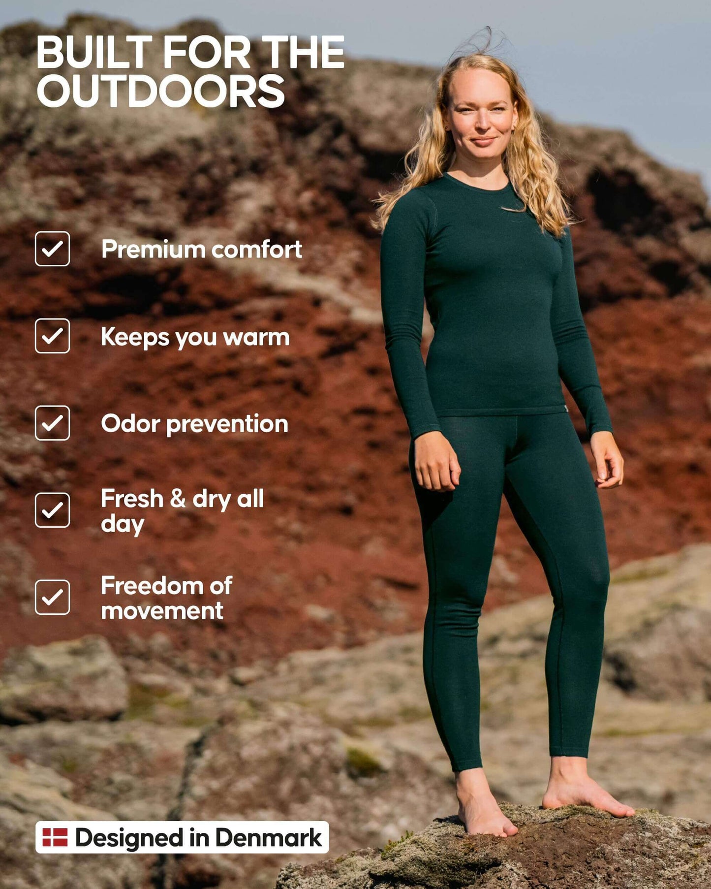 Image Showing DANISH ENDURANCE Women's Merino Wool Base Layer Set, Thermal Underwear for Women, Top and Bottom - Product Type Women's Base Layer Set - Buy Now $144.93 - Adventure Gear from Global Trekker