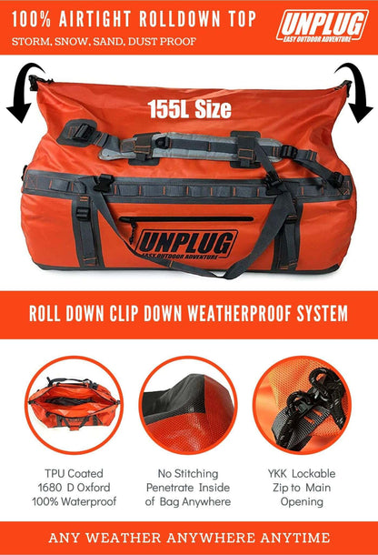 Image Showing UNPLUG Ultimate Adventure Bag -1680D Heavy Duty Waterproof Travel Duffel Bags - Product Type Duffel Bag - Buy Now $231.99 - Adventure Gear from Global Trekker