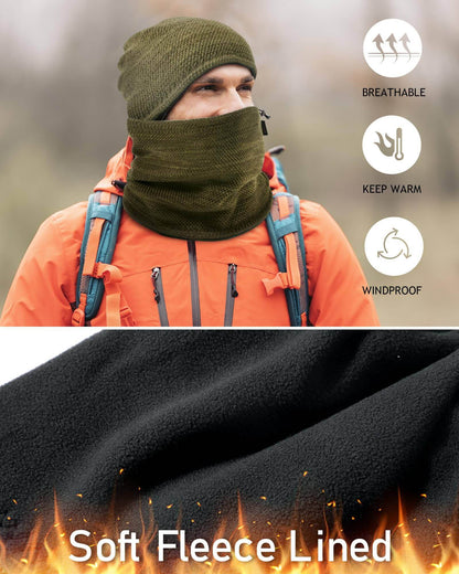 Image Showing Winter Beanie Skull Cap Neck Warmer Gaiter Set - Product Type Beanie - Buy Now $27.54 - Adventure Gear from Global Trekker