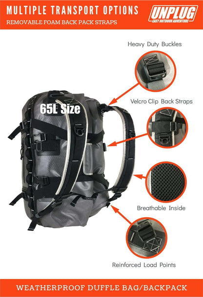 Image Showing UNPLUG Ultimate Adventure Bag -1680D Heavy Duty Waterproof Travel Duffel Bags - Product Type Duffel Bag - Buy Now $231.99 - Adventure Gear from Global Trekker