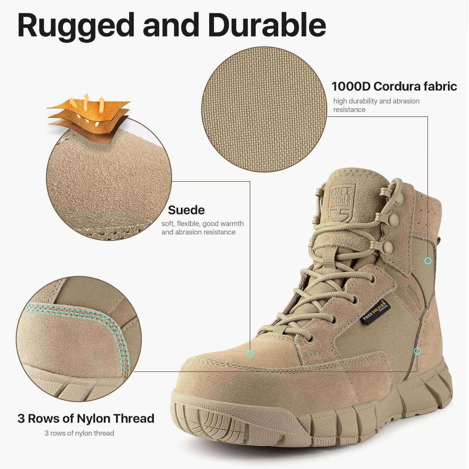 Image Showing FREE SOLDIER Women's Tactical Boots 6 Inches Lightweight Waterproof - Product Type Footwear - Buy Now $127.88 - Adventure Gear from Global Trekker