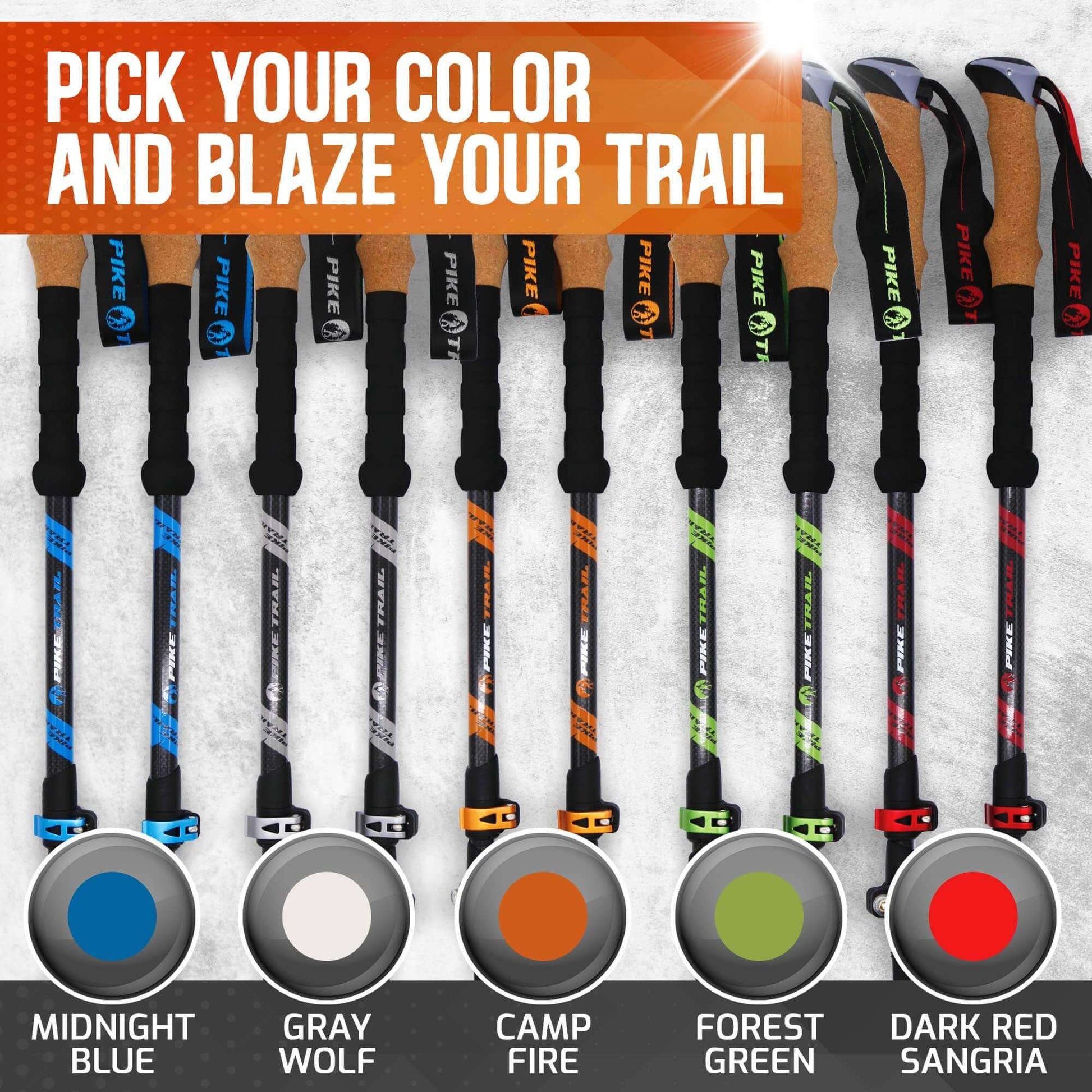 Image Showing Pike Trail Trekking Poles - Lightweight Carbon Fiber Collapsible Sticks for Walking and Hiking - Product Type Hiking Poles - Buy Now $114.61 - Adventure Gear from Global Trekker