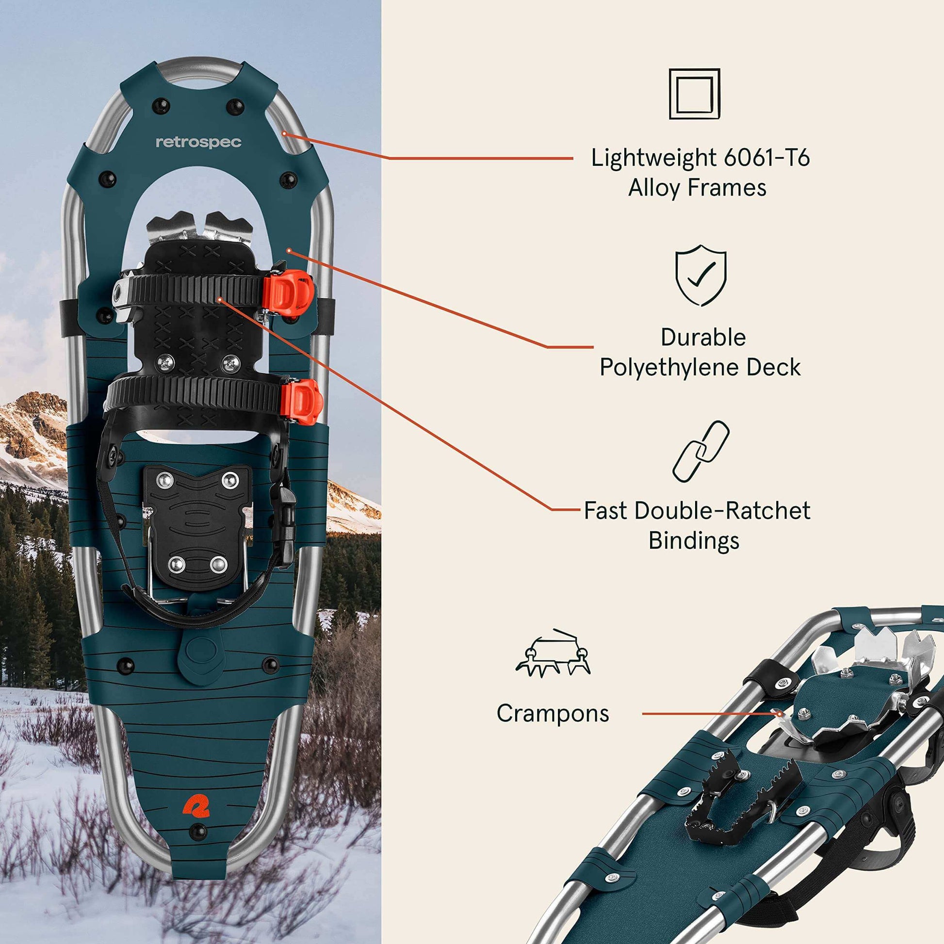 Image Showing Retrospec Drifter 21/25/30 Inch Snowshoes & Trekking Poles Bundle - Product Type Snowshoes - Buy Now $130.49 - Adventure Gear from Global Trekker