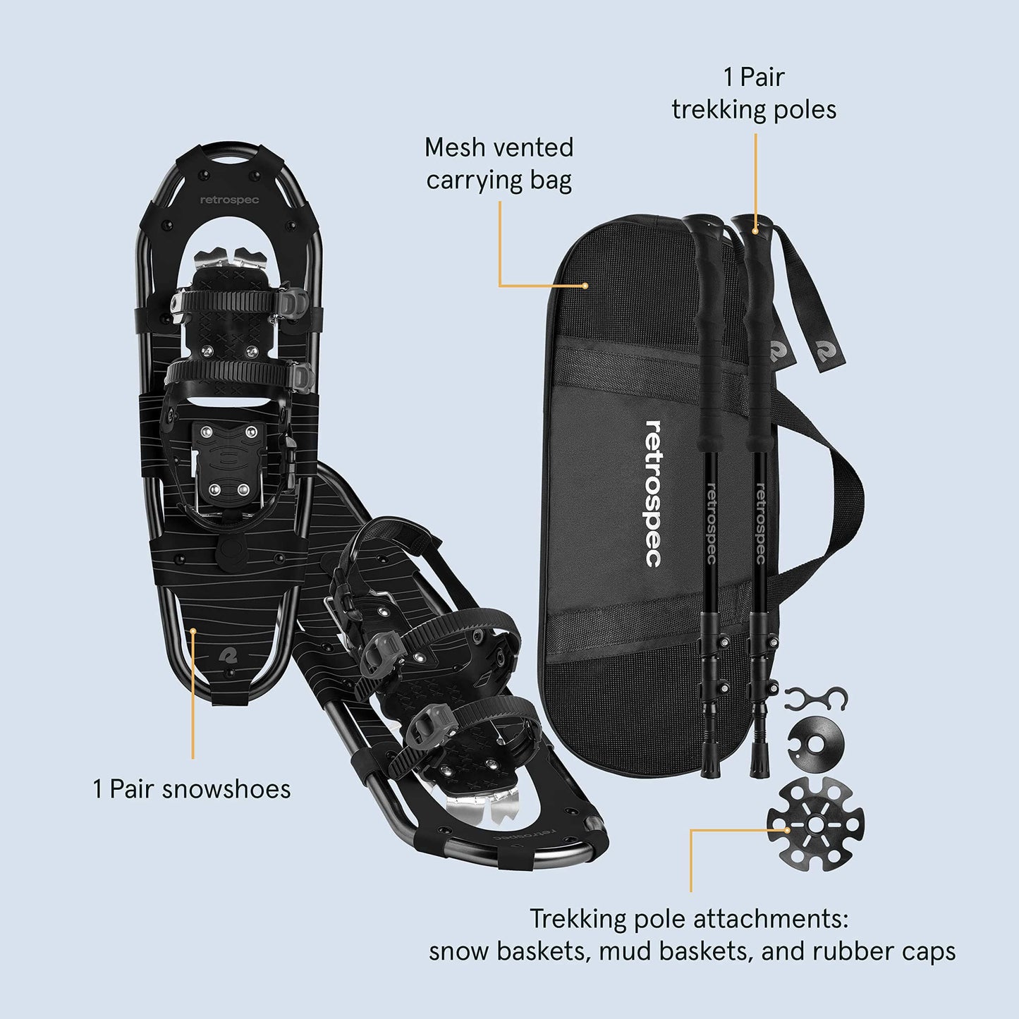 Image Showing Retrospec Drifter 21/25/30 Inch Snowshoes & Trekking Poles Bundle - Product Type Snowshoes - Buy Now $130.49 - Adventure Gear from Global Trekker