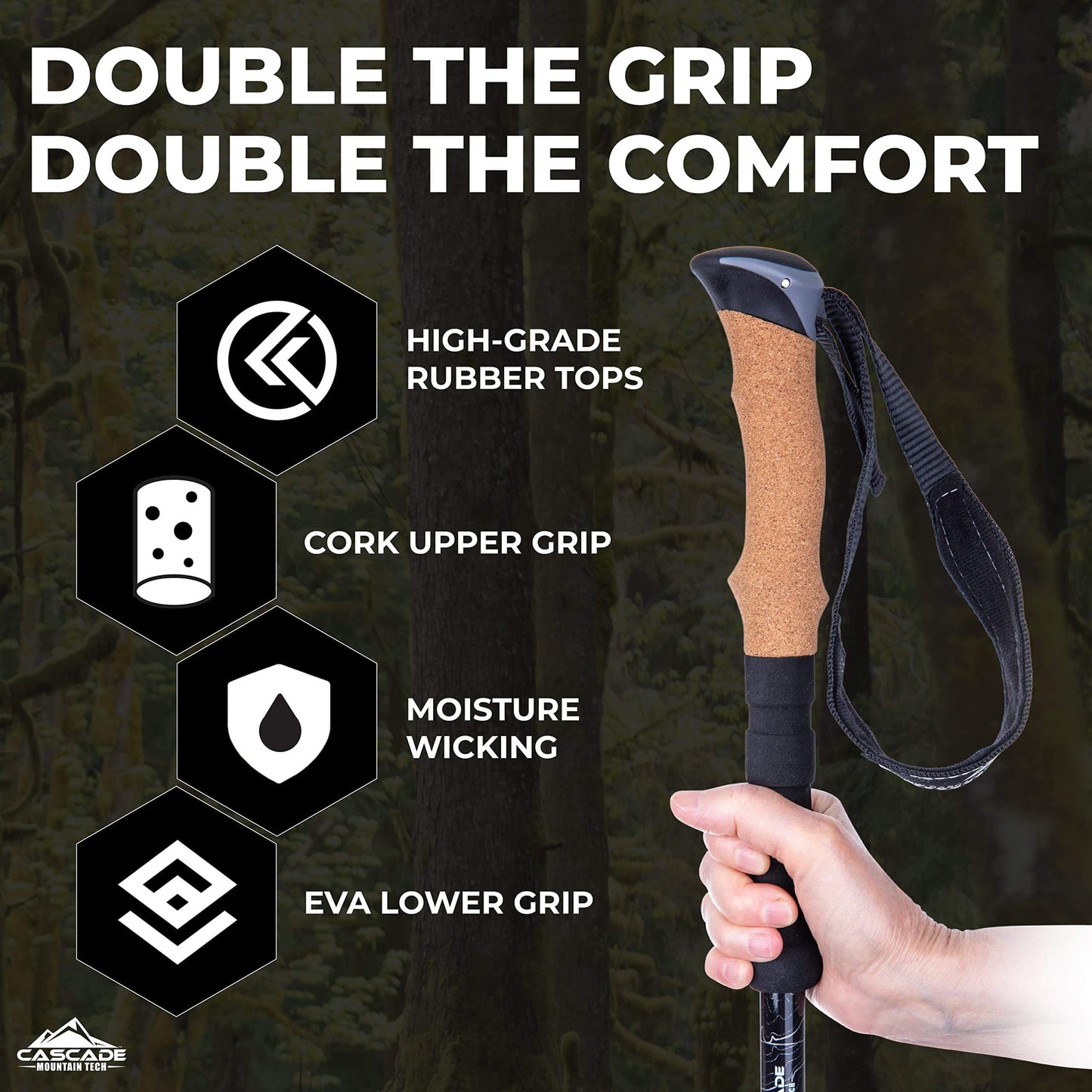 Image Showing Lightweight Aircraft-Grade Aluminum Trekking Poles with Extended Down Grip Plus Tip Kit - Product Type Trekking Poles - Buy Now $34.43 - Adventure Gear from Global Trekker