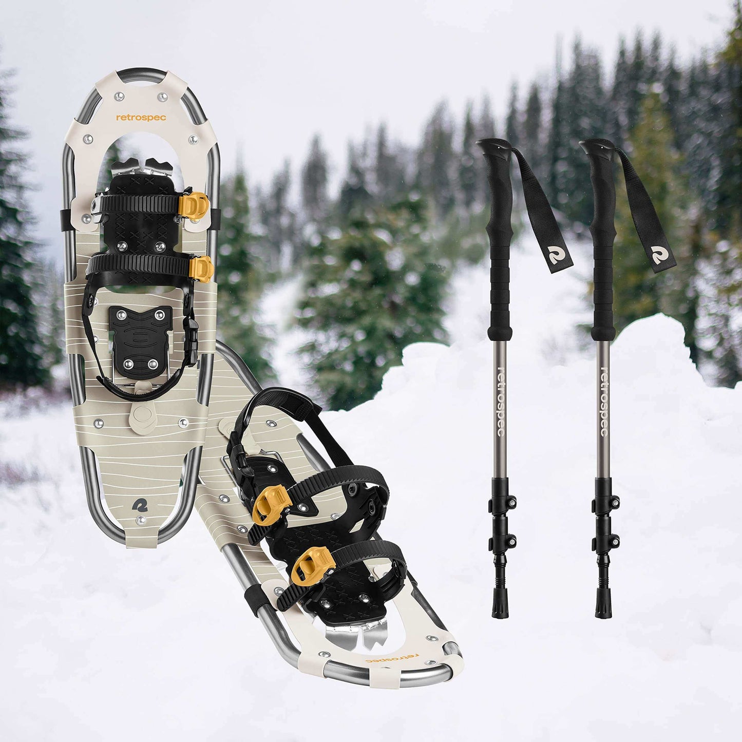 Image Showing Retrospec Drifter 21/25/30 Inch Snowshoes & Trekking Poles Bundle - Product Type Snowshoes - Buy Now $130.49 - Adventure Gear from Global Trekker