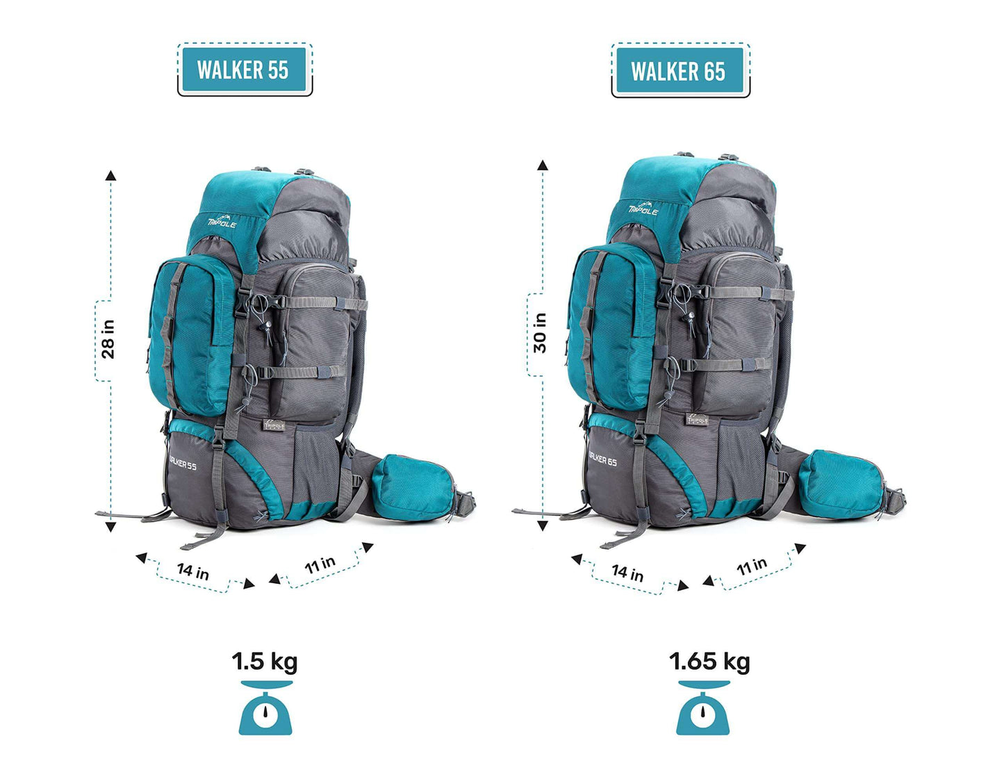 Image Showing Tripole Walker 65 Litres Rucksack Internal Frame - Product Type backpack - Buy Now $94.25 - Adventure Gear from Global Trekker