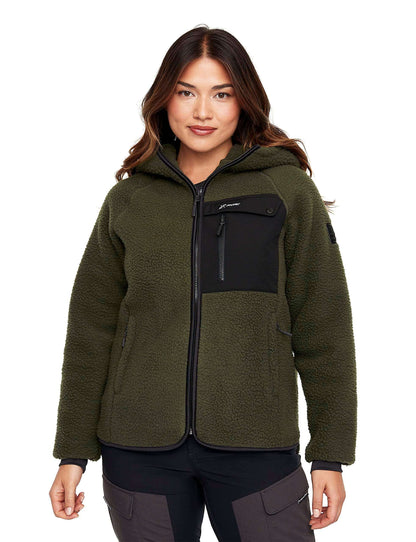 Image Showing RevolutionRace Sherpa Hoodie for Women, Fleece Jacket Perfect for Hiking and Outdoor Adventures - Product Type Women's Fleece Jacket - Buy Now $152.25 - Adventure Gear from Global Trekker