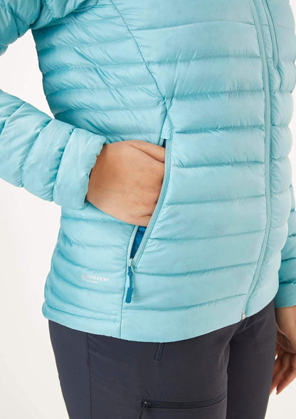 Image Showing Rab Women's Microlight Alpine 700-Fill Down Hooded Puffer Jacket for Hiking & Skiing - Product Type Puffer Jacket - Buy Now $427.75 - Adventure Gear from Global Trekker