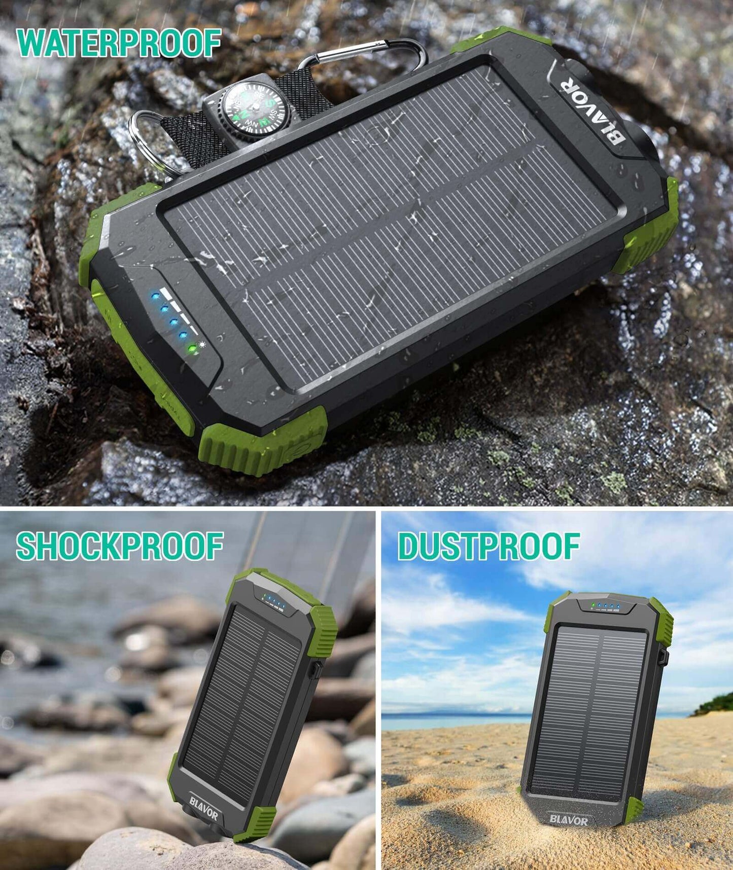 Image Showing BLAVOR Solar Charger Power Bank 10,000mAh, Portable Wireless Charger - Product Type Wireless Charger - Buy Now $43.49 - Adventure Gear from Global Trekker