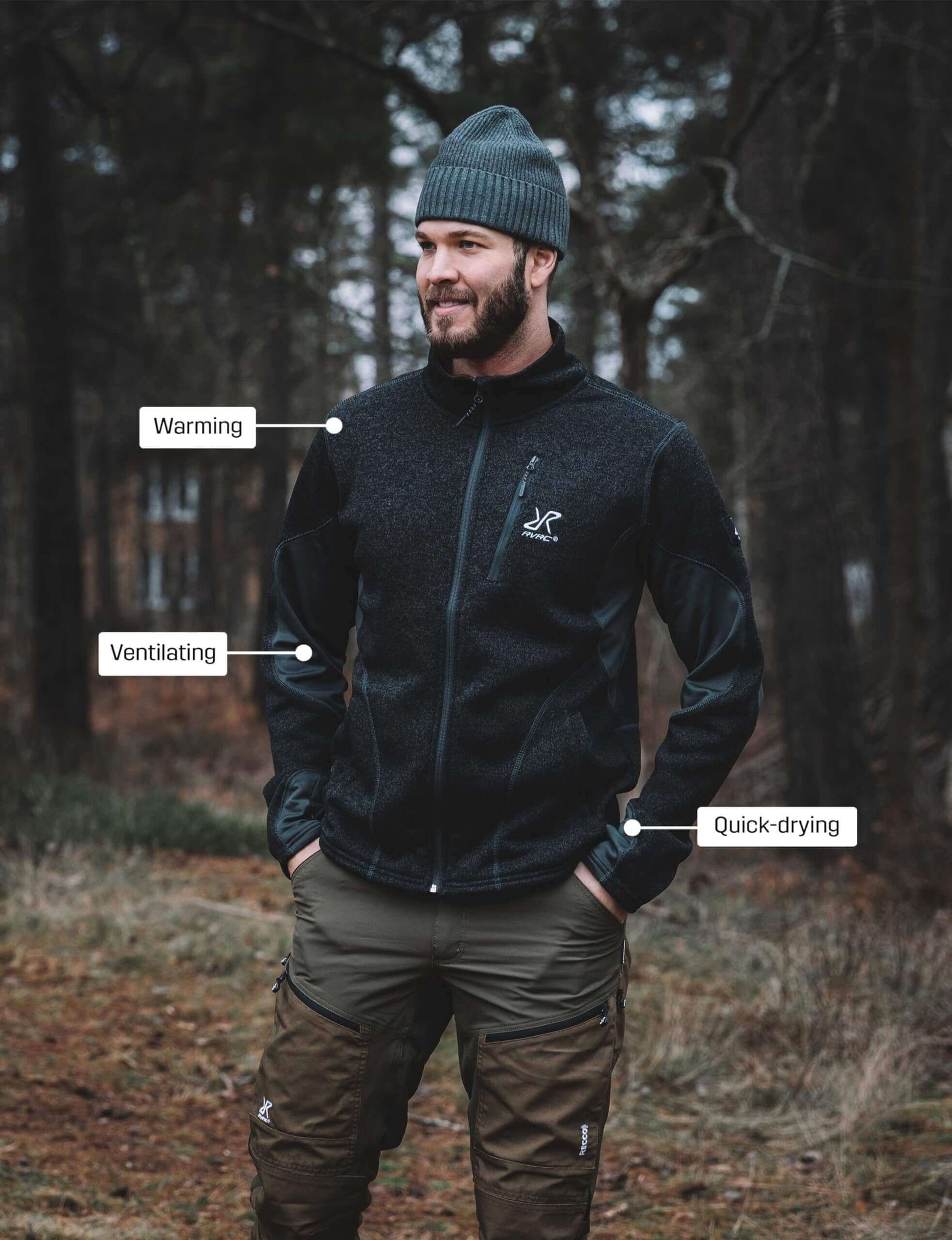 Image Showing RevolutionRace Men's Fusion Fleece, Fleece Jacket Perfect for Hiking - Product Type Jacket - Buy Now $114.55 - Adventure Gear from Global Trekker