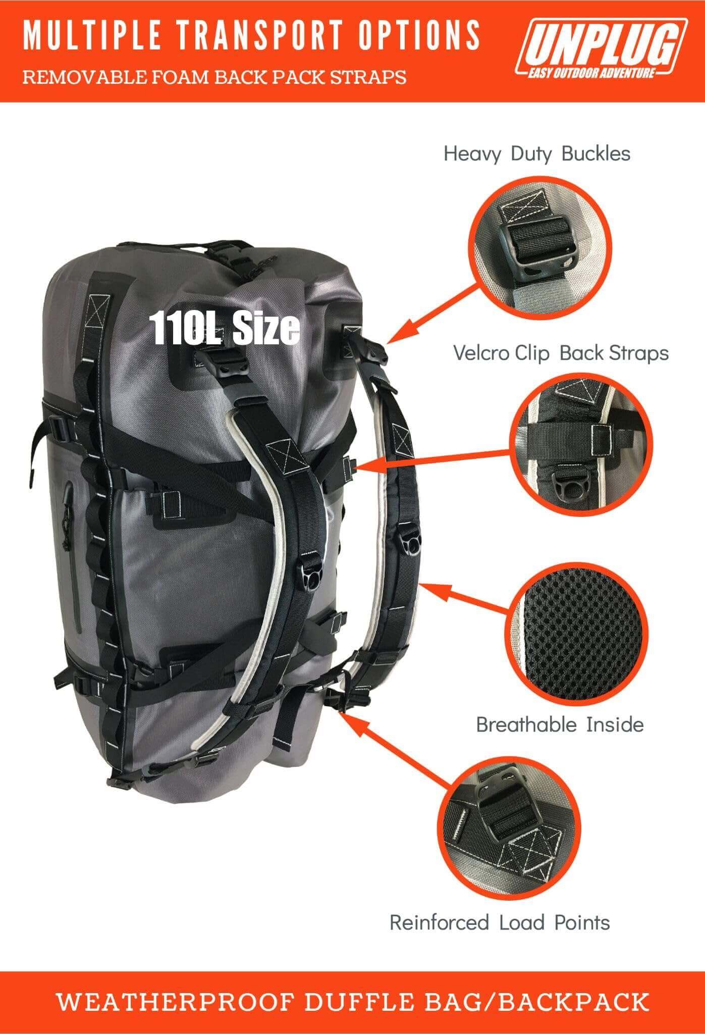 Image Showing UNPLUG Ultimate Adventure Bag -1680D Heavy Duty Waterproof Travel Duffel Bags - Product Type Duffel Bag - Buy Now $231.99 - Adventure Gear from Global Trekker