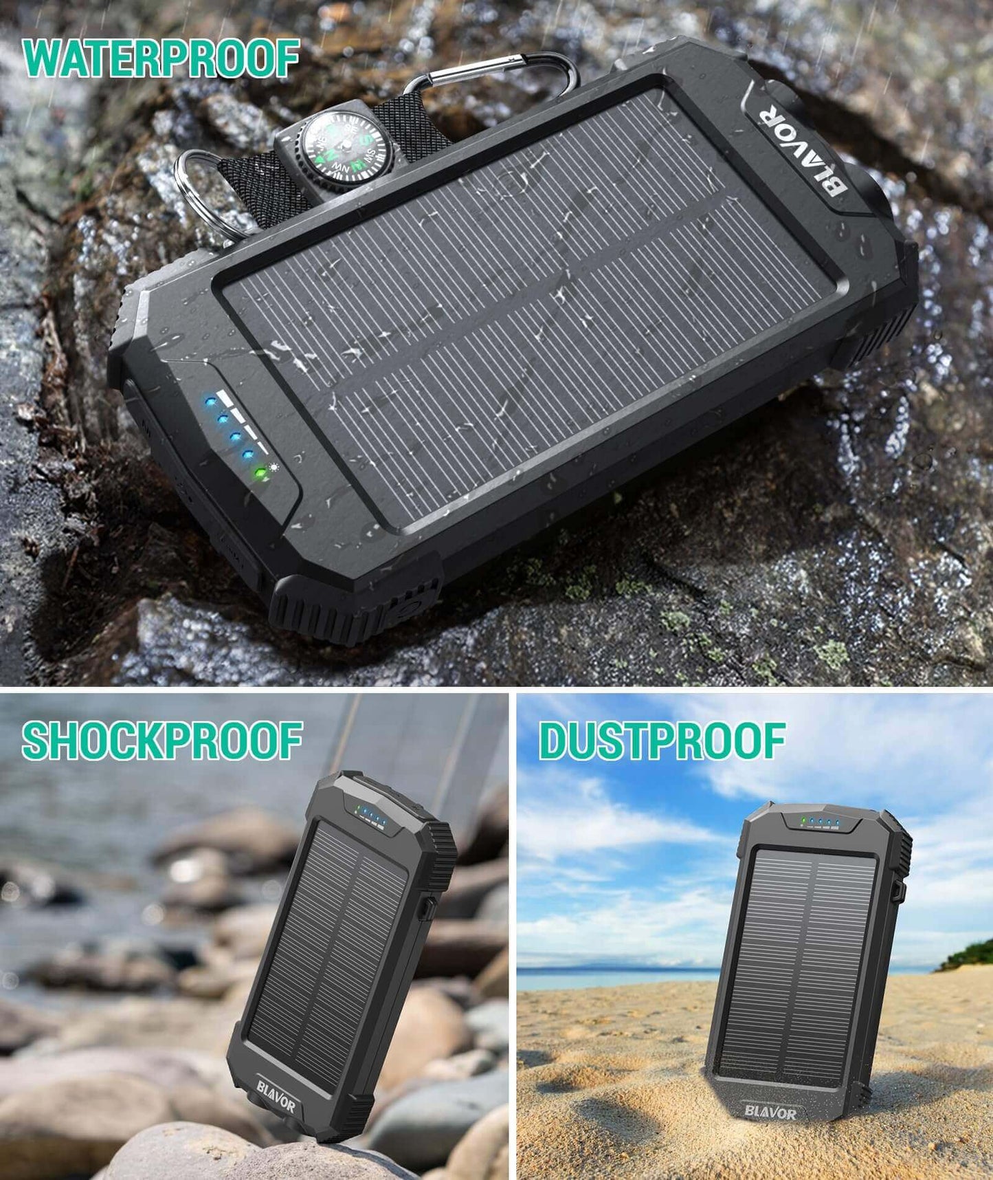 Image Showing BLAVOR Solar Charger Power Bank 10,000mAh, Portable Wireless Charger - Product Type Wireless Charger - Buy Now $43.49 - Adventure Gear from Global Trekker