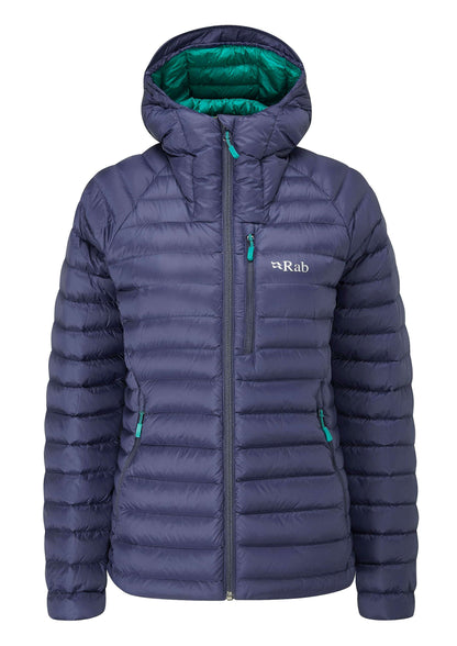 Image Showing Rab Women's Microlight Alpine 700-Fill Down Hooded Puffer Jacket for Hiking & Skiing - Product Type Puffer Jacket - Buy Now $427.75 - Adventure Gear from Global Trekker