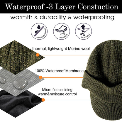 Image Showing TOP-EX Merino Wool Waterproof All Weather Brim Beanie - Product Type Beanie - Buy Now $48.71 - Adventure Gear from Global Trekker