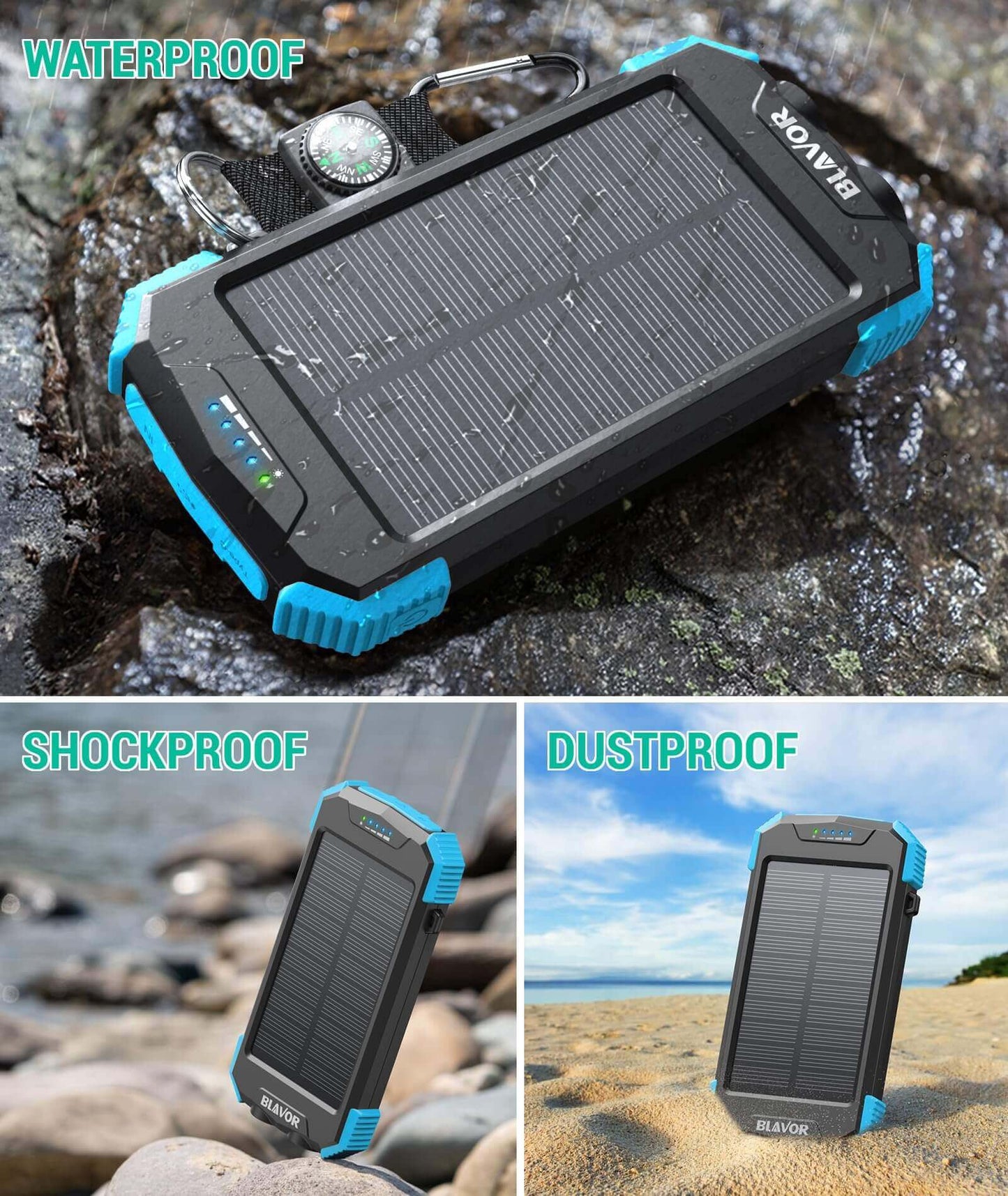 Image Showing BLAVOR Solar Charger Power Bank 10,000mAh, Portable Wireless Charger - Product Type Wireless Charger - Buy Now $43.49 - Adventure Gear from Global Trekker