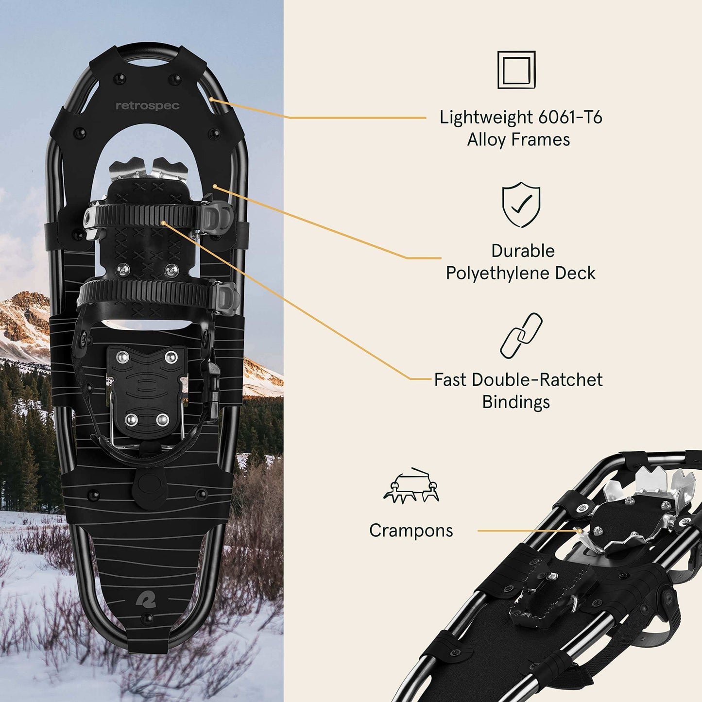 Image Showing Retrospec Drifter 21/25/30 Inch Snowshoes & Trekking Poles Bundle - Product Type Snowshoes - Buy Now $130.49 - Adventure Gear from Global Trekker