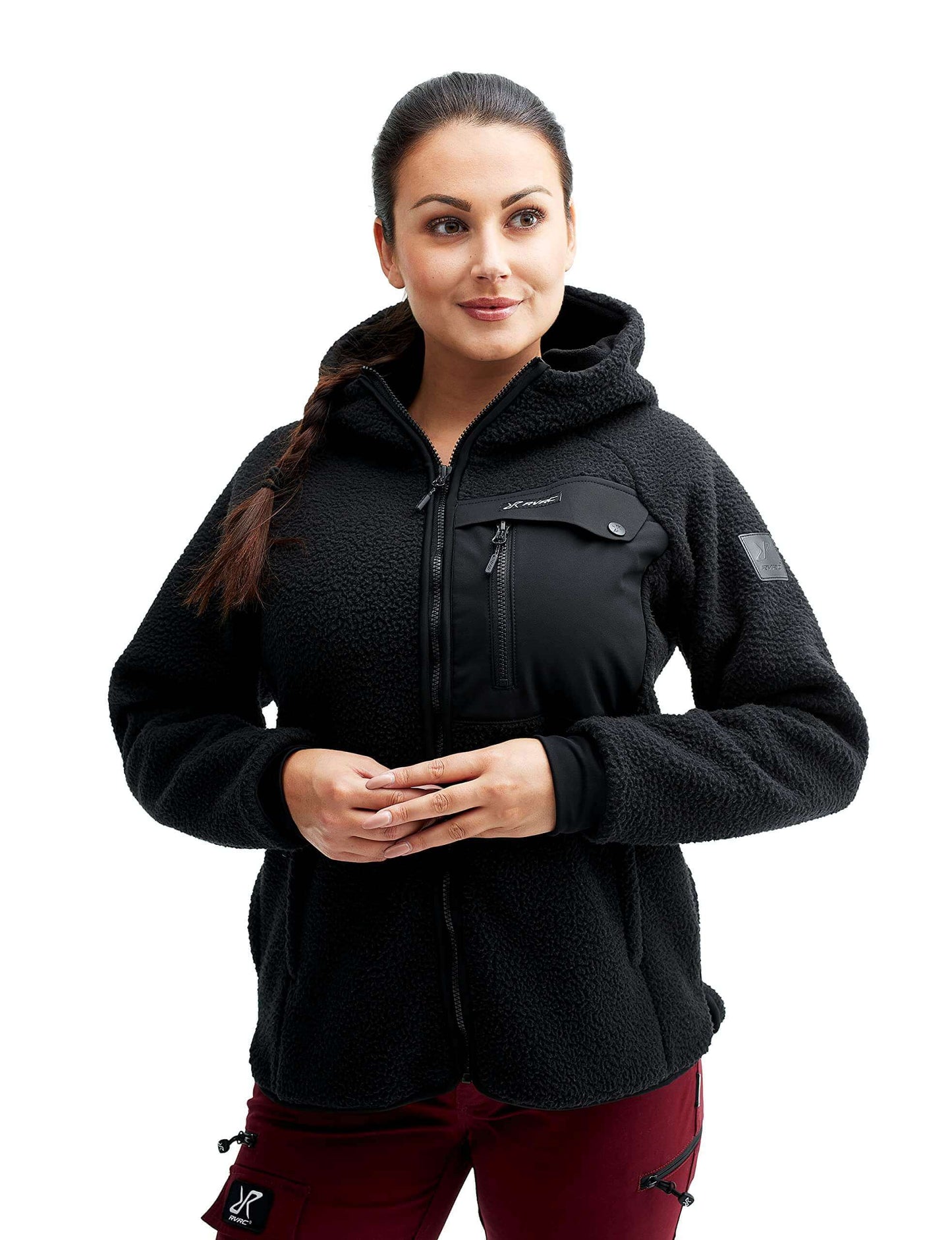 Image Showing RevolutionRace Sherpa Hoodie for Women, Fleece Jacket Perfect for Hiking and Outdoor Adventures - Product Type Women's Fleece Jacket - Buy Now $152.25 - Adventure Gear from Global Trekker