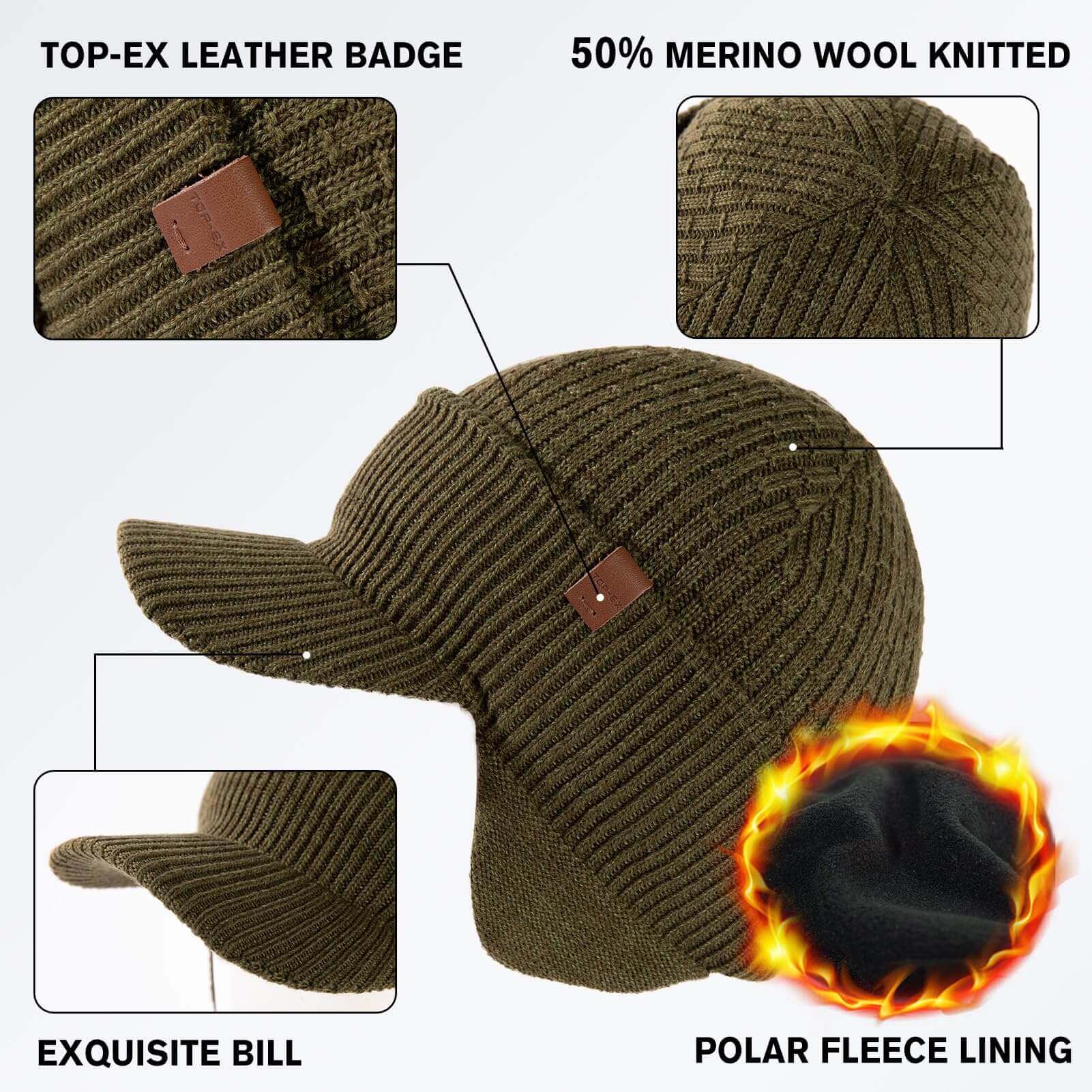 Image Showing TOP-EX Merino Wool Waterproof All Weather Brim Beanie - Product Type Beanie - Buy Now $48.71 - Adventure Gear from Global Trekker