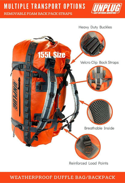 Image Showing UNPLUG Ultimate Adventure Bag -1680D Heavy Duty Waterproof Travel Duffel Bags - Product Type Duffel Bag - Buy Now $231.99 - Adventure Gear from Global Trekker