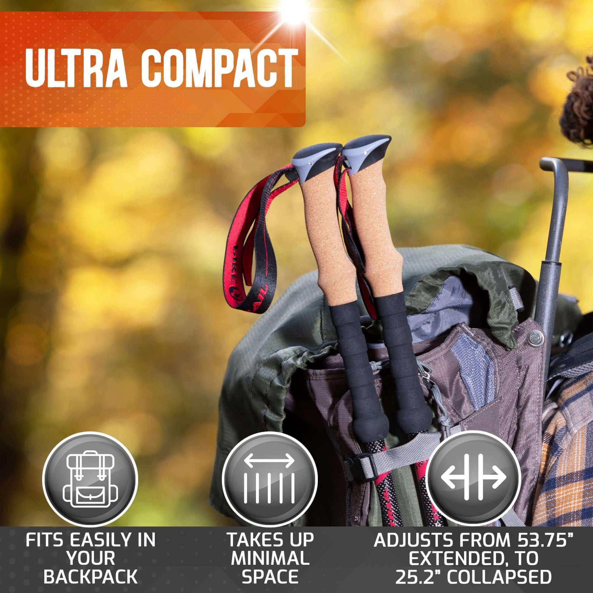 Image Showing Pike Trail Trekking Poles - Lightweight Carbon Fiber Collapsible Sticks for Walking and Hiking - Product Type Hiking Poles - Buy Now $114.61 - Adventure Gear from Global Trekker