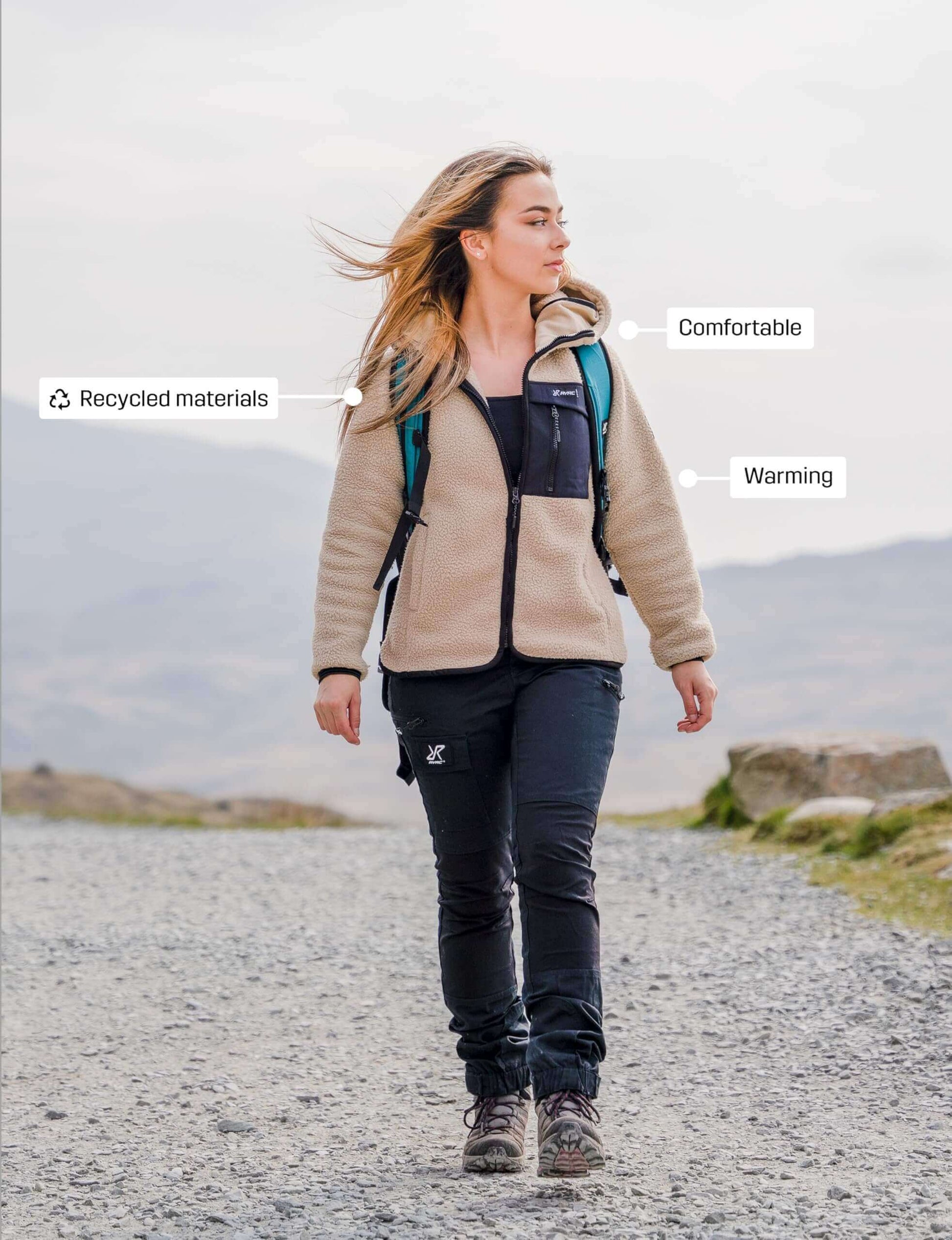 Image Showing RevolutionRace Sherpa Hoodie for Women, Fleece Jacket Perfect for Hiking and Outdoor Adventures - Product Type Women's Fleece Jacket - Buy Now $152.25 - Adventure Gear from Global Trekker