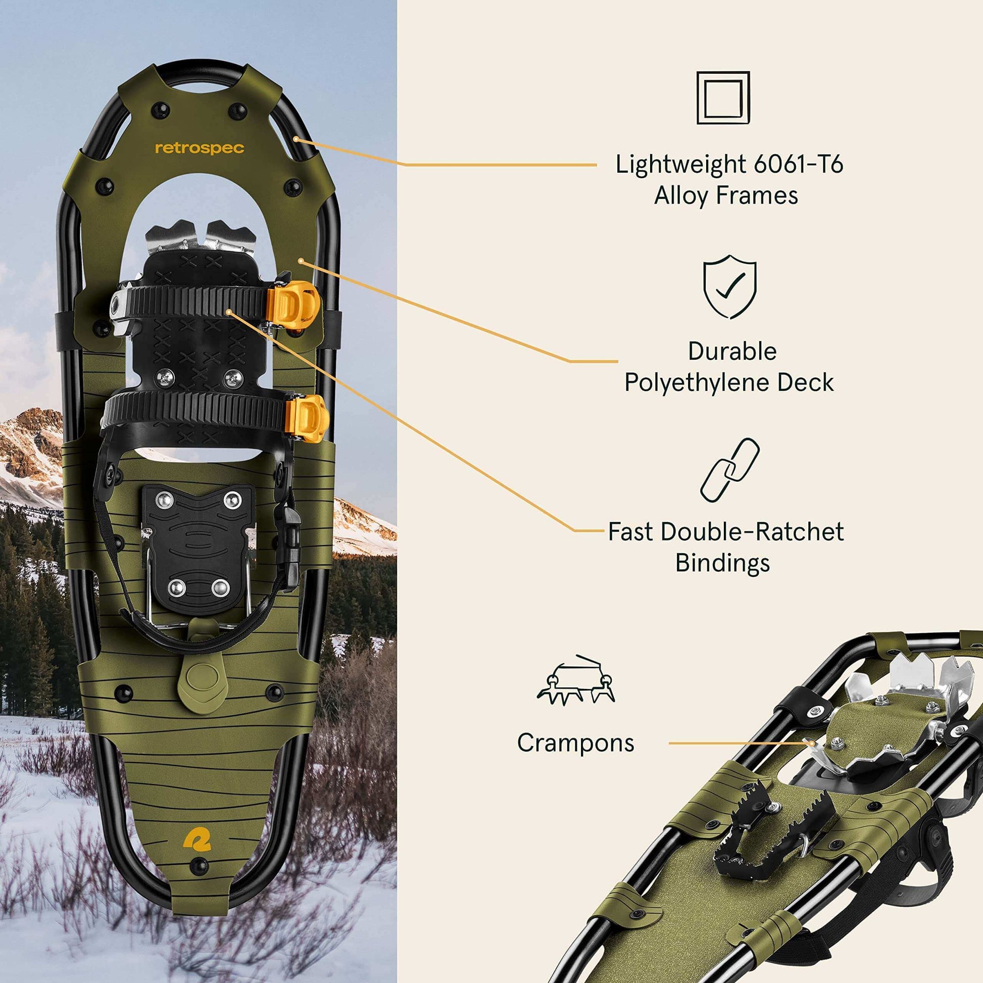 Image Showing Retrospec Drifter 21/25/30 Inch Snowshoes & Trekking Poles Bundle - Product Type Snowshoes - Buy Now $130.49 - Adventure Gear from Global Trekker