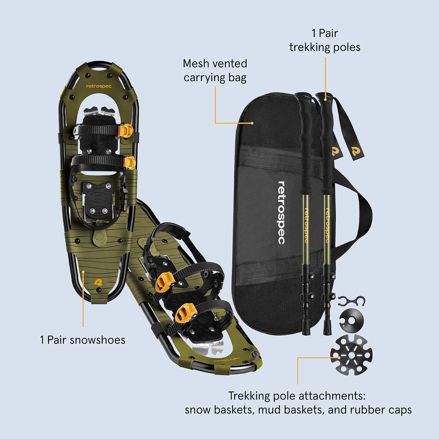 Image Showing Retrospec Drifter 21/25/30 Inch Snowshoes & Trekking Poles Bundle - Product Type Snowshoes - Buy Now $130.49 - Adventure Gear from Global Trekker