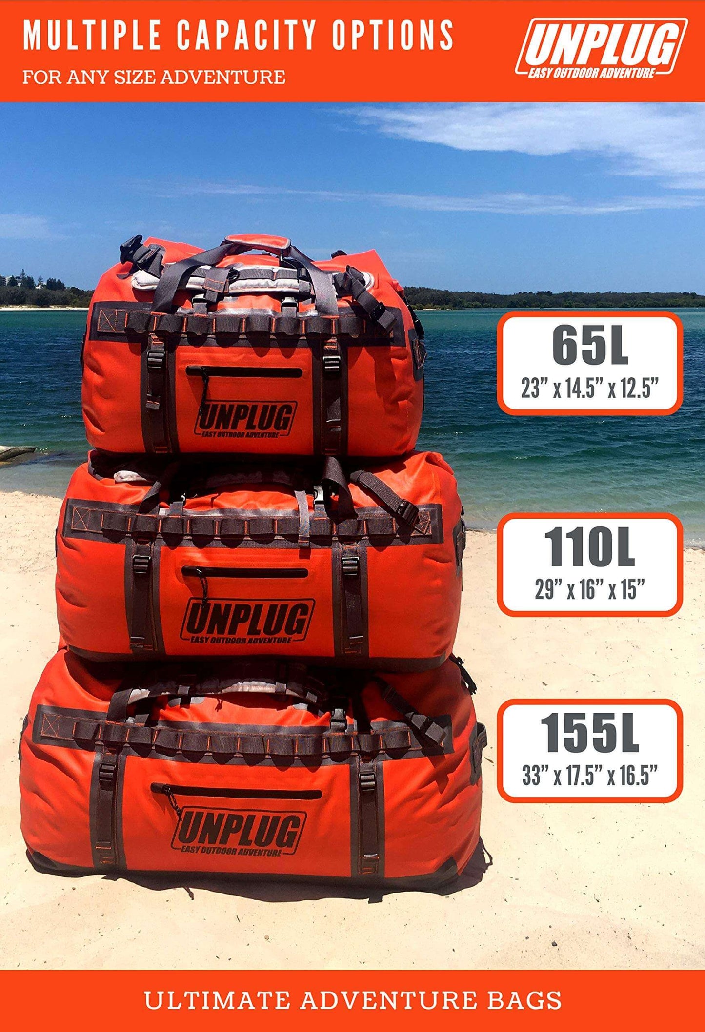 Image Showing UNPLUG Ultimate Adventure Bag -1680D Heavy Duty Waterproof Travel Duffel Bags - Product Type Duffel Bag - Buy Now $231.99 - Adventure Gear from Global Trekker